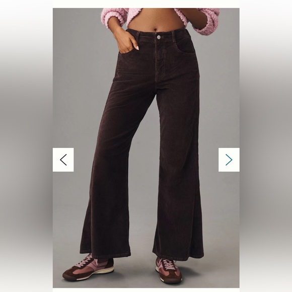 Pilcro The Adi Mid-Rise Frayed Relaxed Flare Jeans: Corduroy Edition - Picture 2 of 6